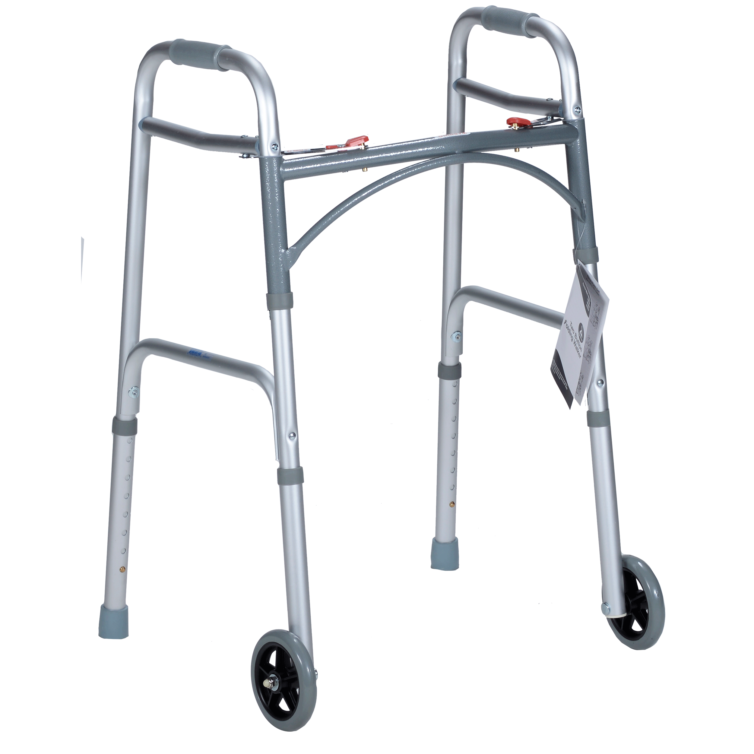 Dynarex Bari+Max Adult Two Button Folding Walker w/ 5" Wheels
