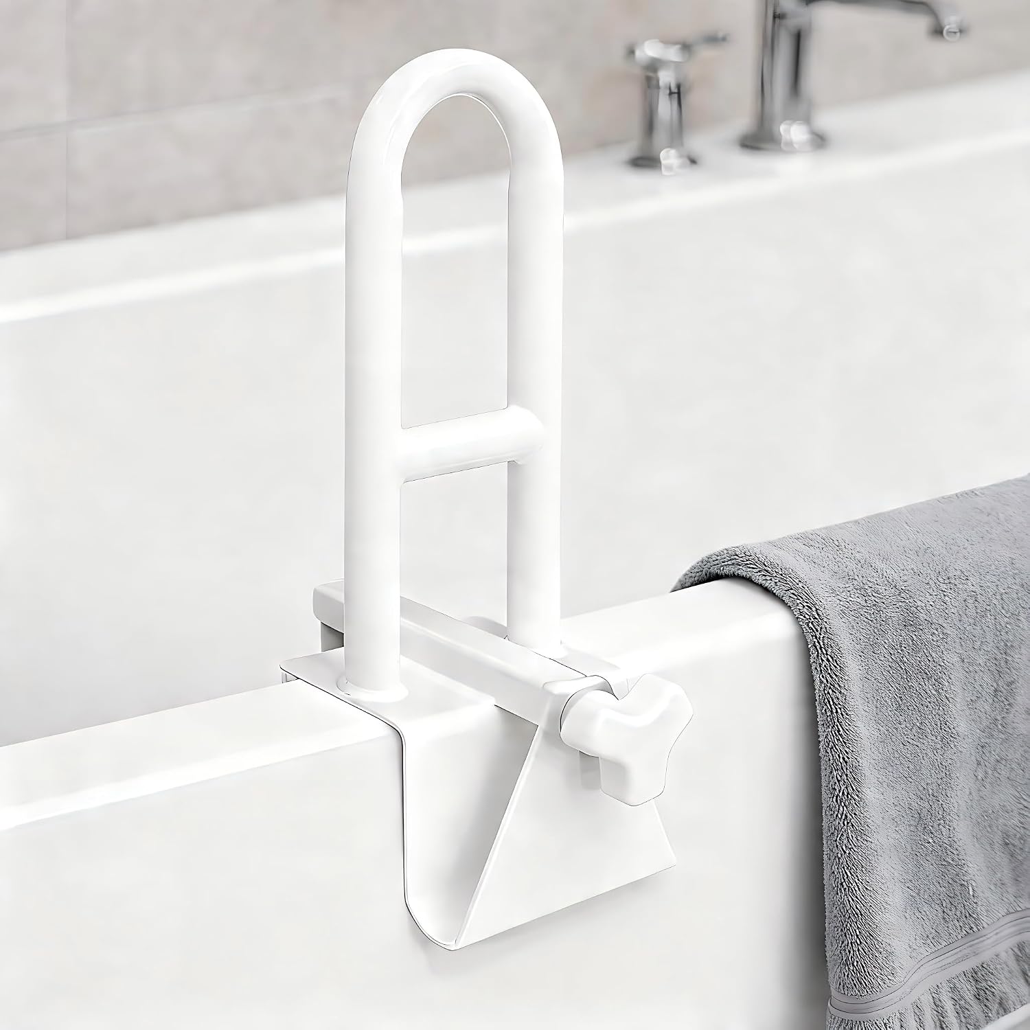 DME Care Solutions Adjustable Tub Rail provides a secure, comfortable grip for individuals entering or exiting the bath
