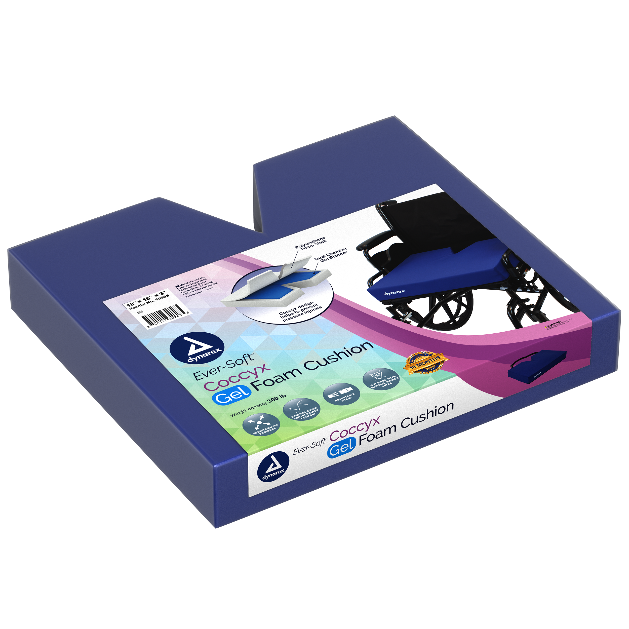 Dynarex Bari+Max Ever-Soft Coccyx Gel-Foam Cushion