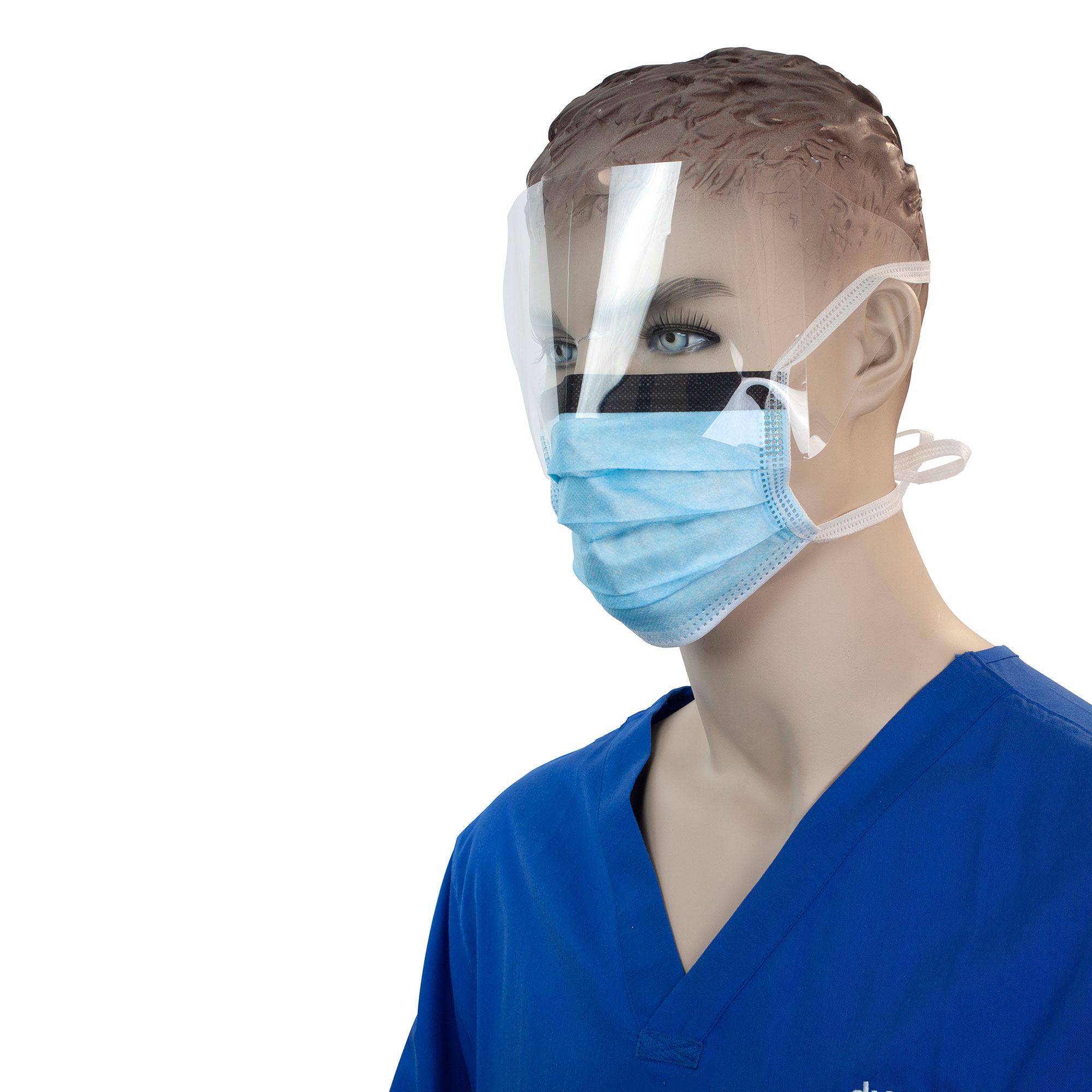 Dynarex Resp-O2 Surgical Face Mask w/ Ties & Plastic Shield