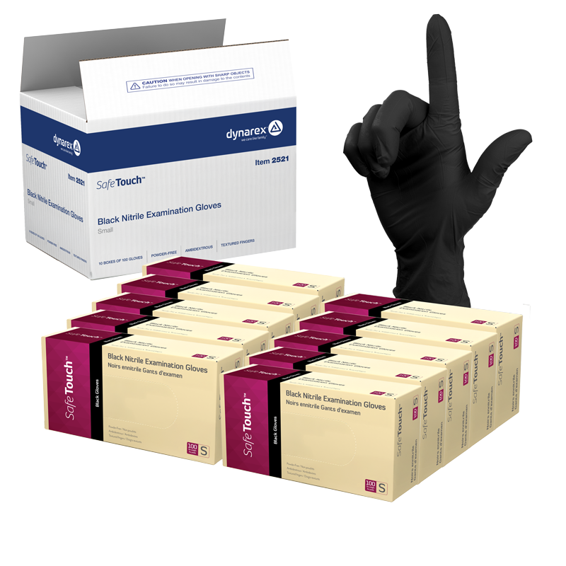 Dynarex Safe-Touch Black Nitrile Exam Gloves