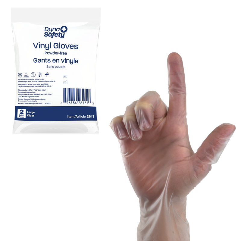 DynaSafety Vinyl Gloves in a Bag are high-quality, polymer-lined gloves designed for enhanced protection and performance