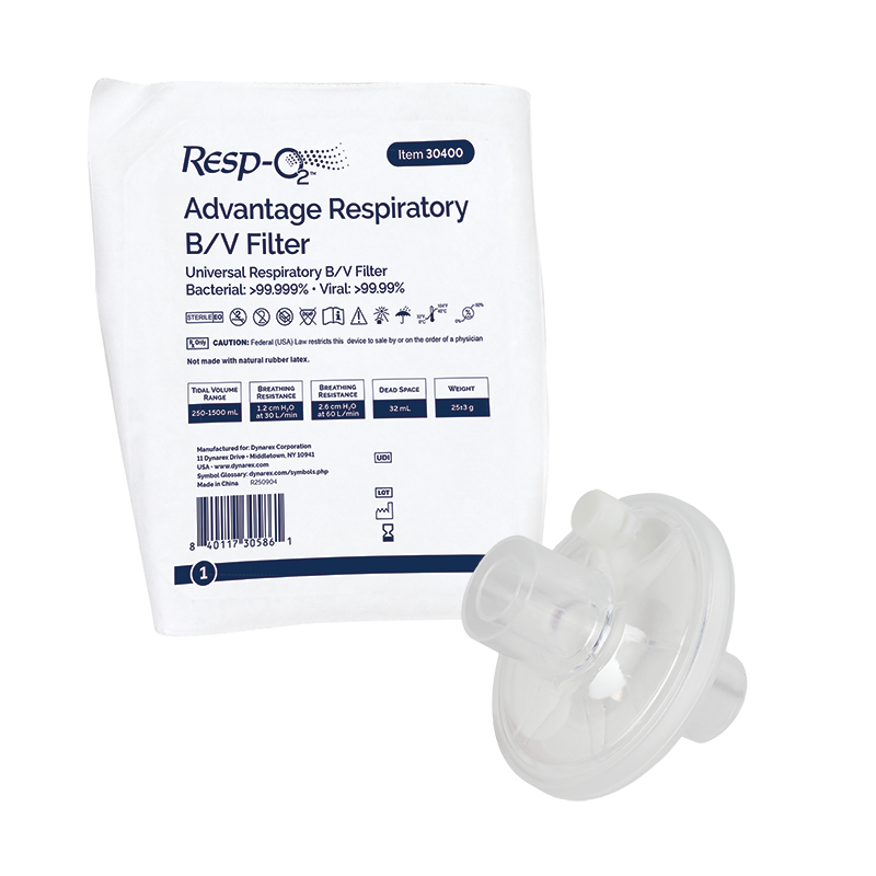 Dynarex Resp-O2 Advantage Respiratory B/V Filter, Universal