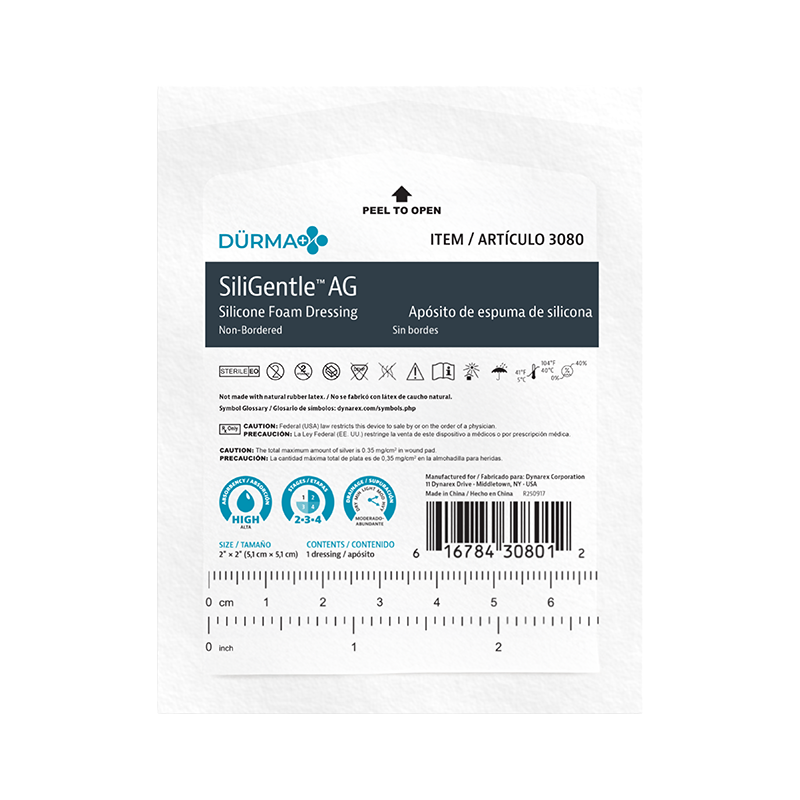 Dynarex SiliGentle AG - Silver Silicone Foam Dressing