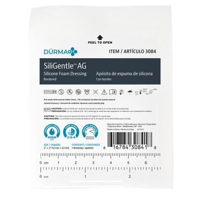 Dynarex SiliGentleAG - Silver Silicone Bordered Foam Dressing