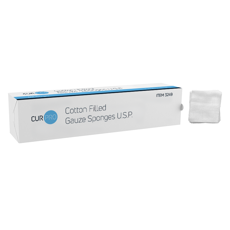 CurPro Cotton Filled Gauze Sponges are highly absorbent sponges made with 100% cotton gauze and