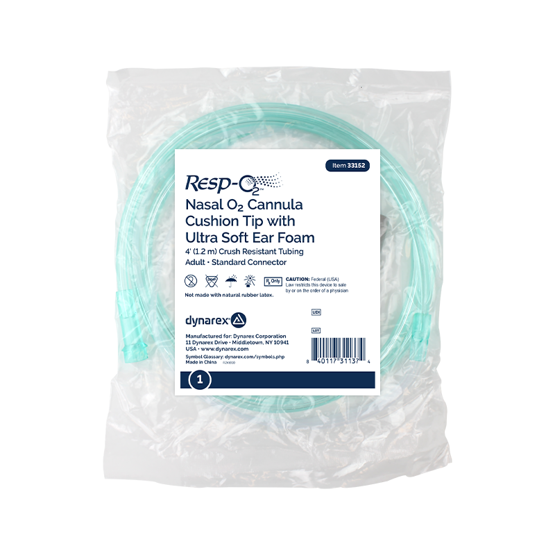 Dynarex Resp-O2 Nasal Oxygen Cannulas with Cushion Tips and Ultra Soft Ear Foam