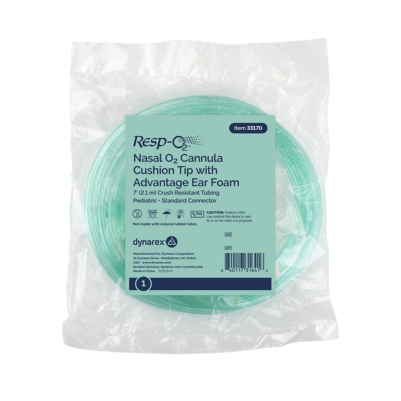 Dynarex Resp-O2 Nasal Oxygen Cannulas with Cushion Tips and Advantage Ear Foam