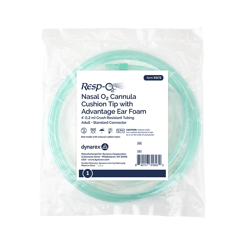 Dynarex Resp-O2 Nasal Oxygen Cannulas with Cushion Tips and Advantage Ear Foam