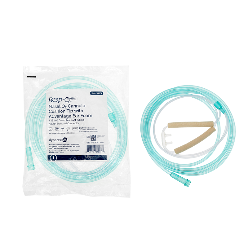 Dynarex Resp-O2 Nasal Oxygen Cannulas with Cushion Tips and Advantage Ear Foam
