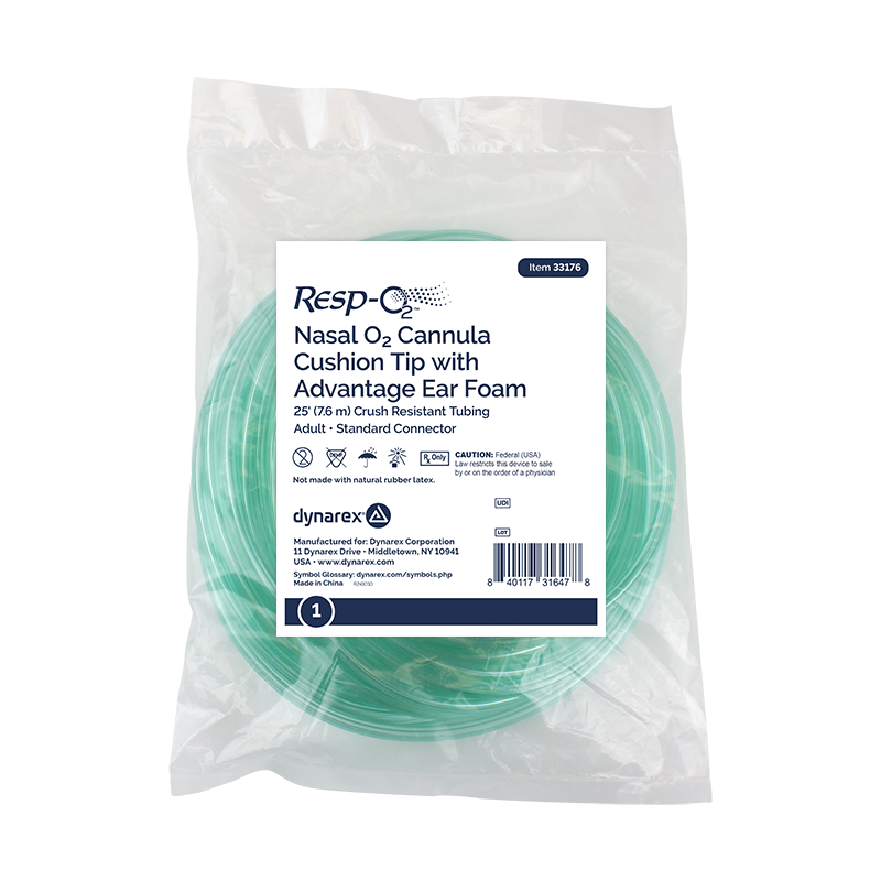Dynarex Resp-O2 Nasal Oxygen Cannulas with Cushion Tips and Advantage Ear Foam