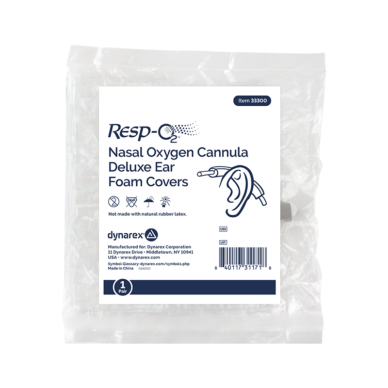Dynarex Resp-O2 Nasal Oxygen Cannula Deluxe Ear Foam Covers, Pediatric/Adult