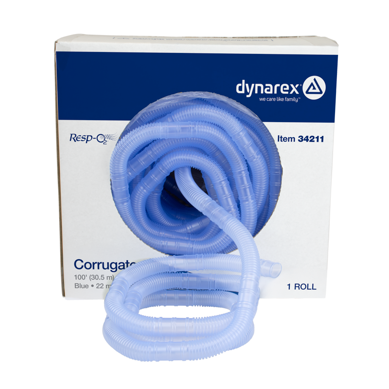 Dynarex Resp-O2 Corrugated Tubing 100' (30.5 m), Segmented