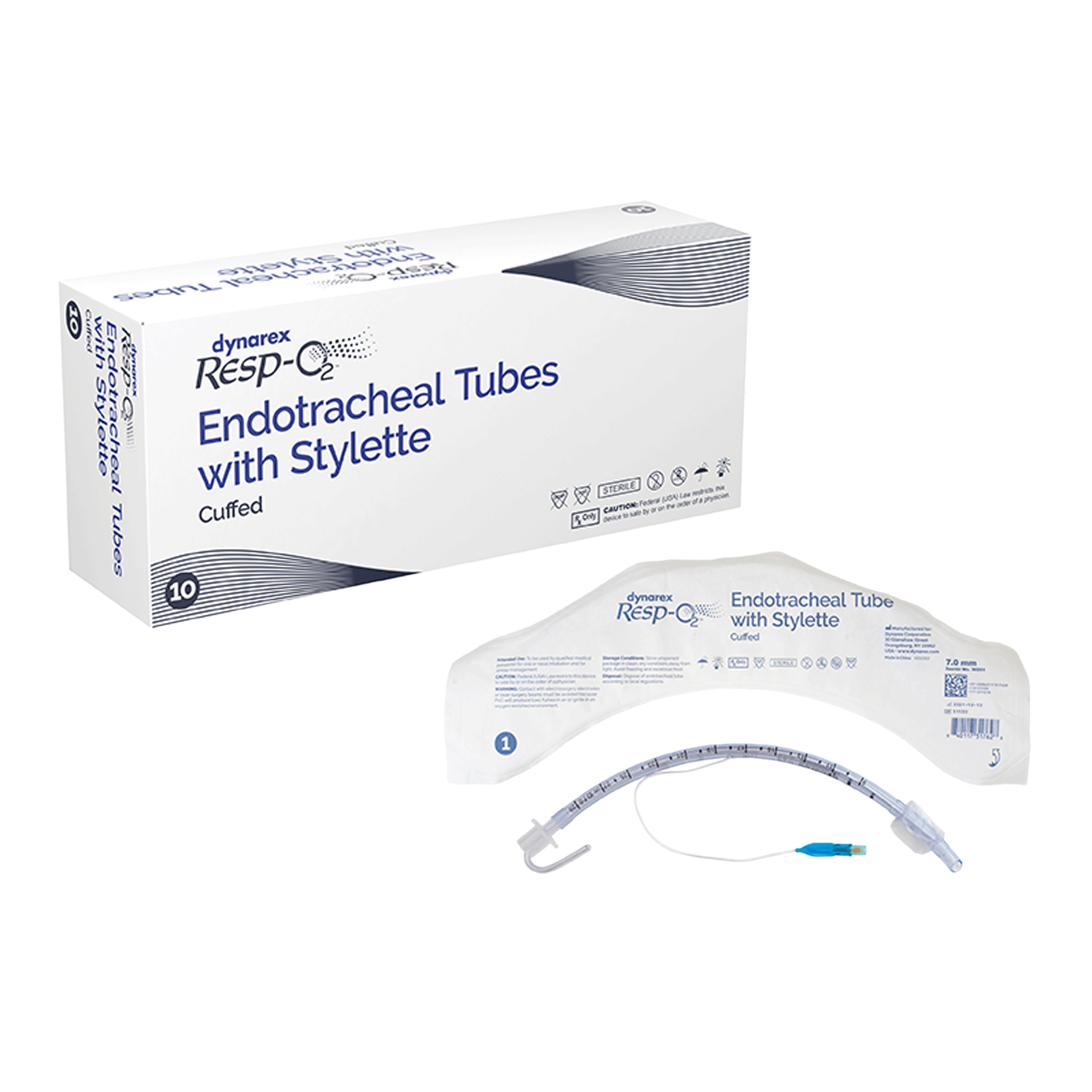 Dynarex Resp-O2 Endotracheal Tubes w/ Stylette - Cuffed