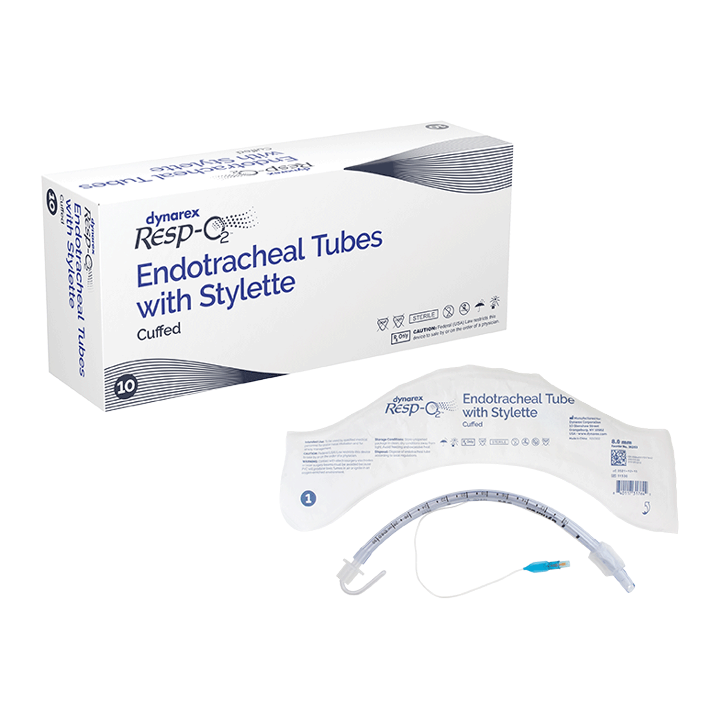 Dynarex Resp-O2 Endotracheal Tubes w/ Stylette - Cuffed