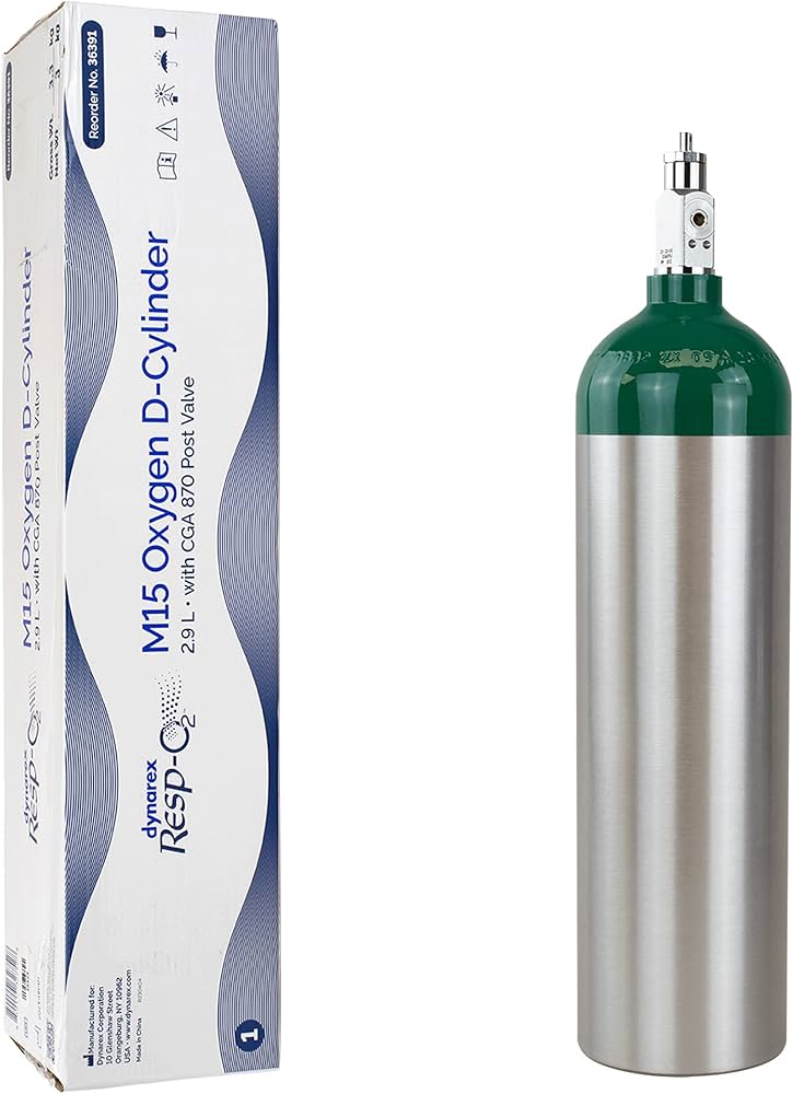 Dynarex Resp-O2 M15 - Oxygen D-Cylinder (post valve)