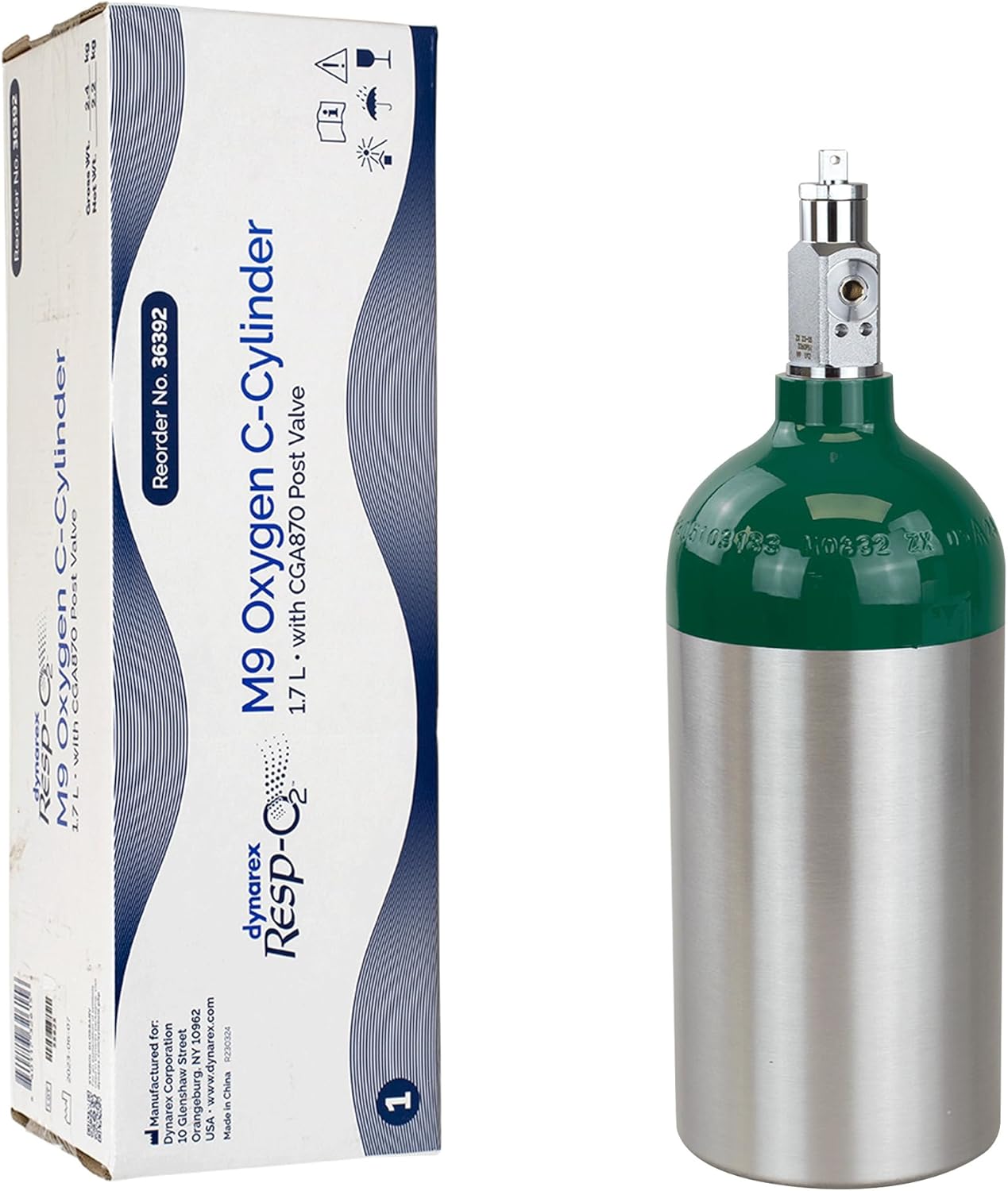 Dynarex Resp-O2 M9 - Oxygen C-Cylinder w/ CGA870 Post Valve