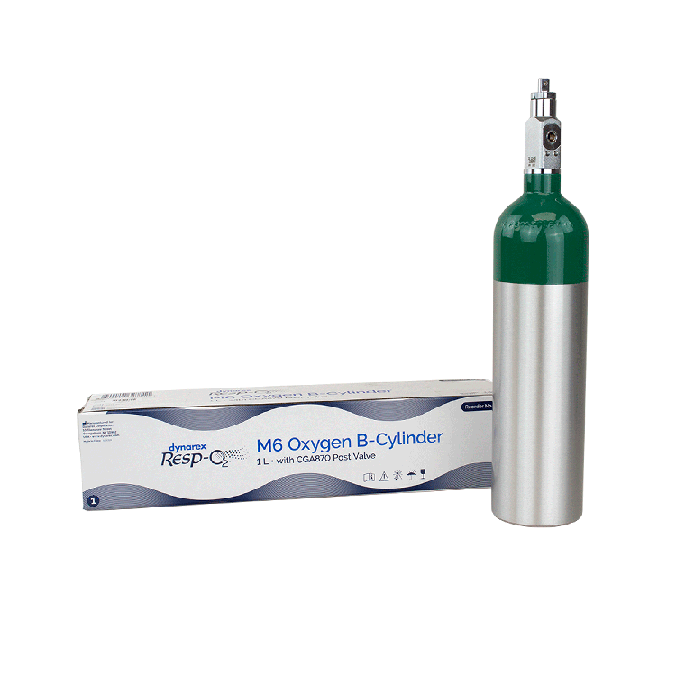 Dynarex Resp-O2 M6 - Oxygen B-Cylinder w/ CGA870 Post Valve