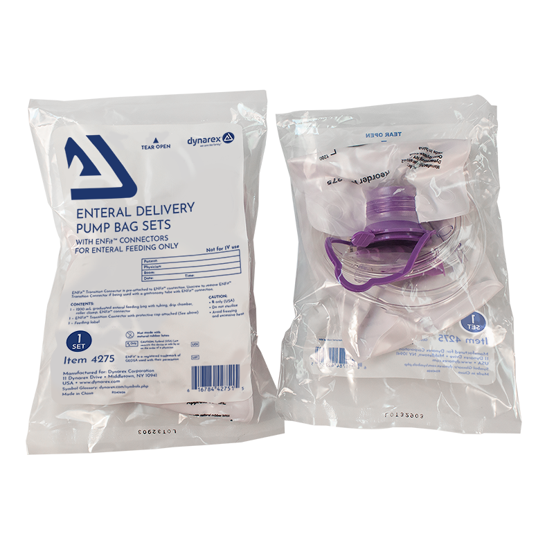 Dynarex Enteral Delivery Pump Bag Set - w/ ENFit Connector