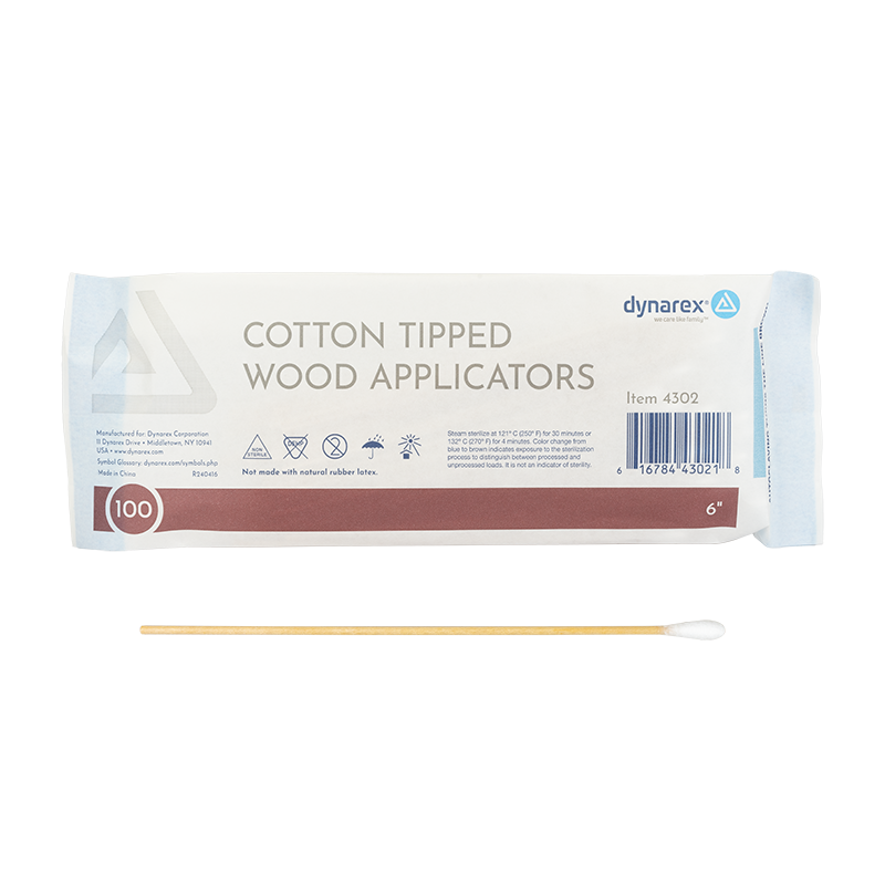 Dynarex Cotton Tipped Wood Applicators - Non-Sterile