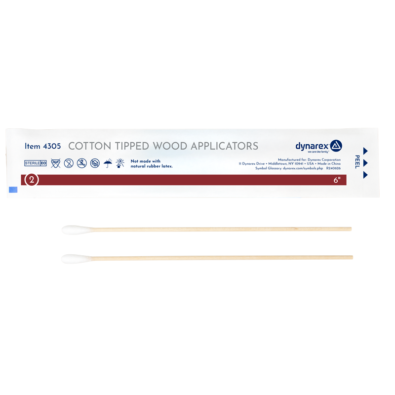 Dynarex Cotton Tipped Wood Applicators - Sterile
