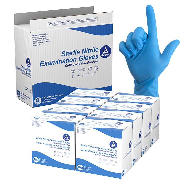 Dynarex Sterile Nitrile Exam Gloves are high-quality nitrile gloves designed for enhanced protection and comfort