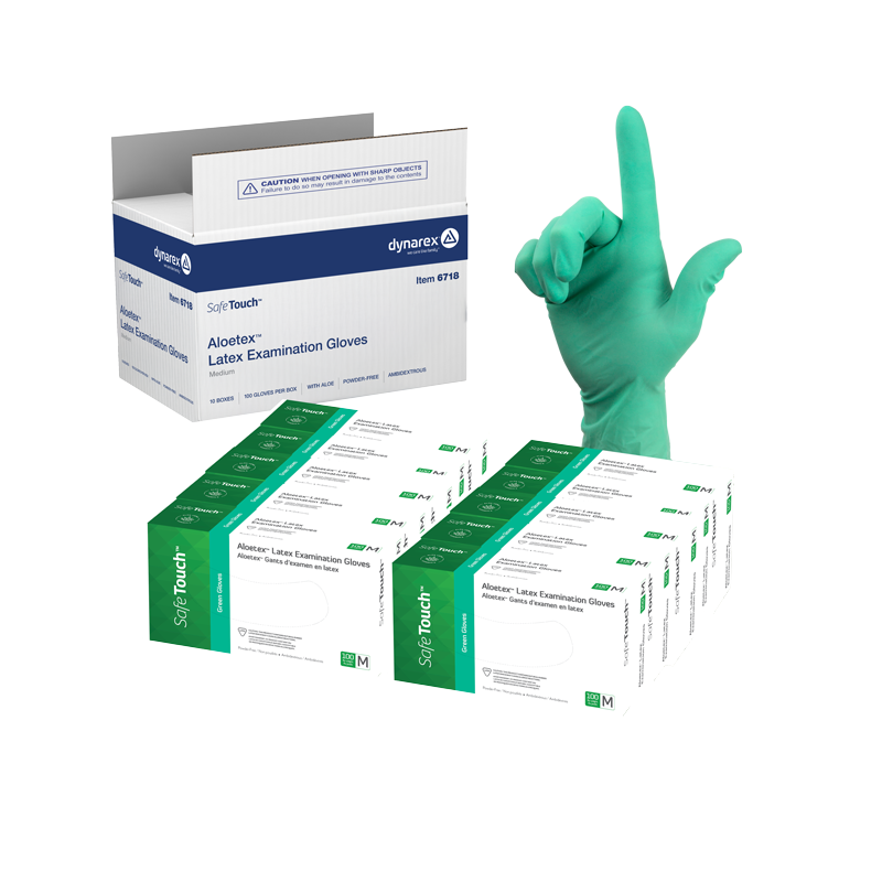 Dynarex AloeTex Latex Gloves w/ Aloe