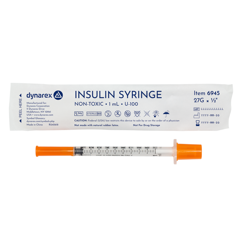 Dynarex Insulin Syringes are high-quality hypodermic syringes designed to effectively deliver insulin