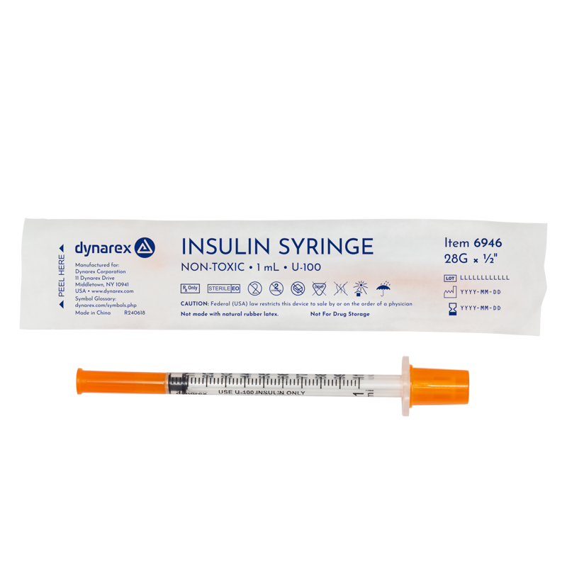 Dynarex Insulin Syringes are high-quality hypodermic syringes designed to effectively deliver insulin