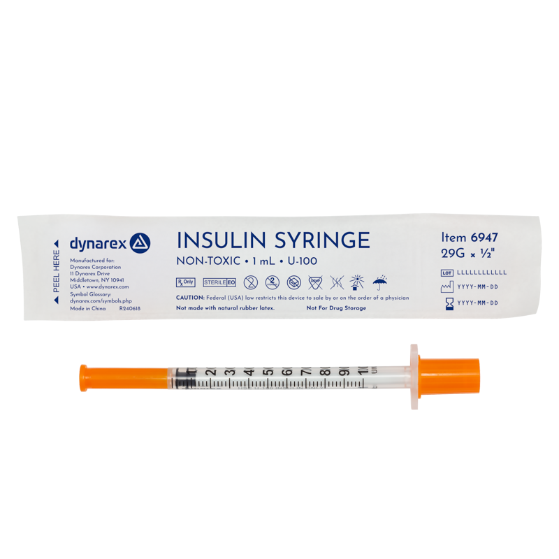 Dynarex Insulin Syringes are high-quality hypodermic syringes designed to effectively deliver insulin