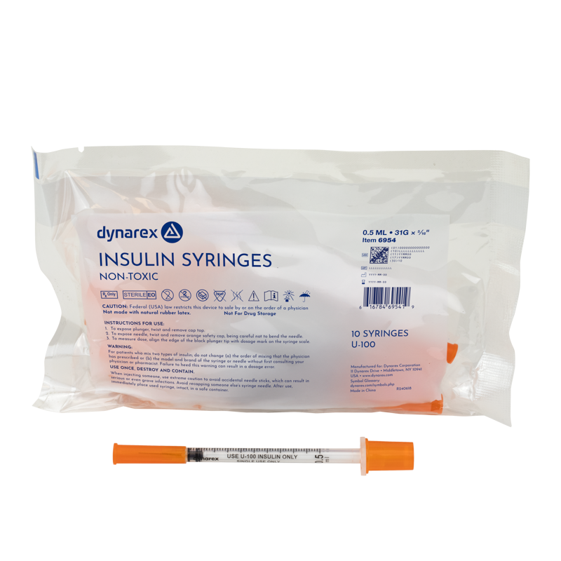 Dynarex Insulin Syringes are high-quality hypodermic syringes designed to effectively deliver insulin