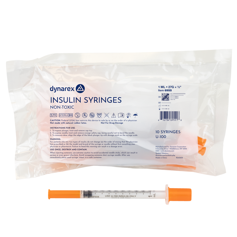 Dynarex Insulin Syringes are high-quality hypodermic syringes designed to effectively deliver insulin