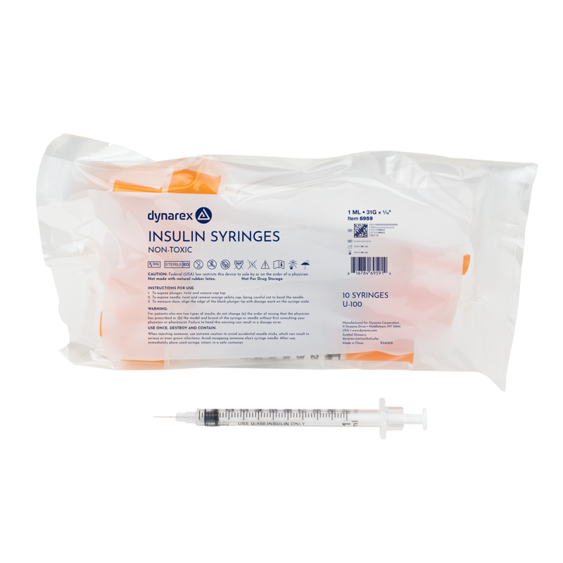Dynarex Insulin Syringes are high-quality hypodermic syringes designed to effectively deliver insulin