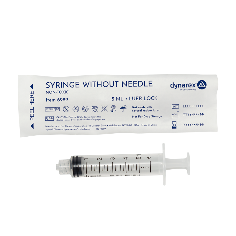 Dynarex Syringe without Needle - Non Toxic - Luer Lock