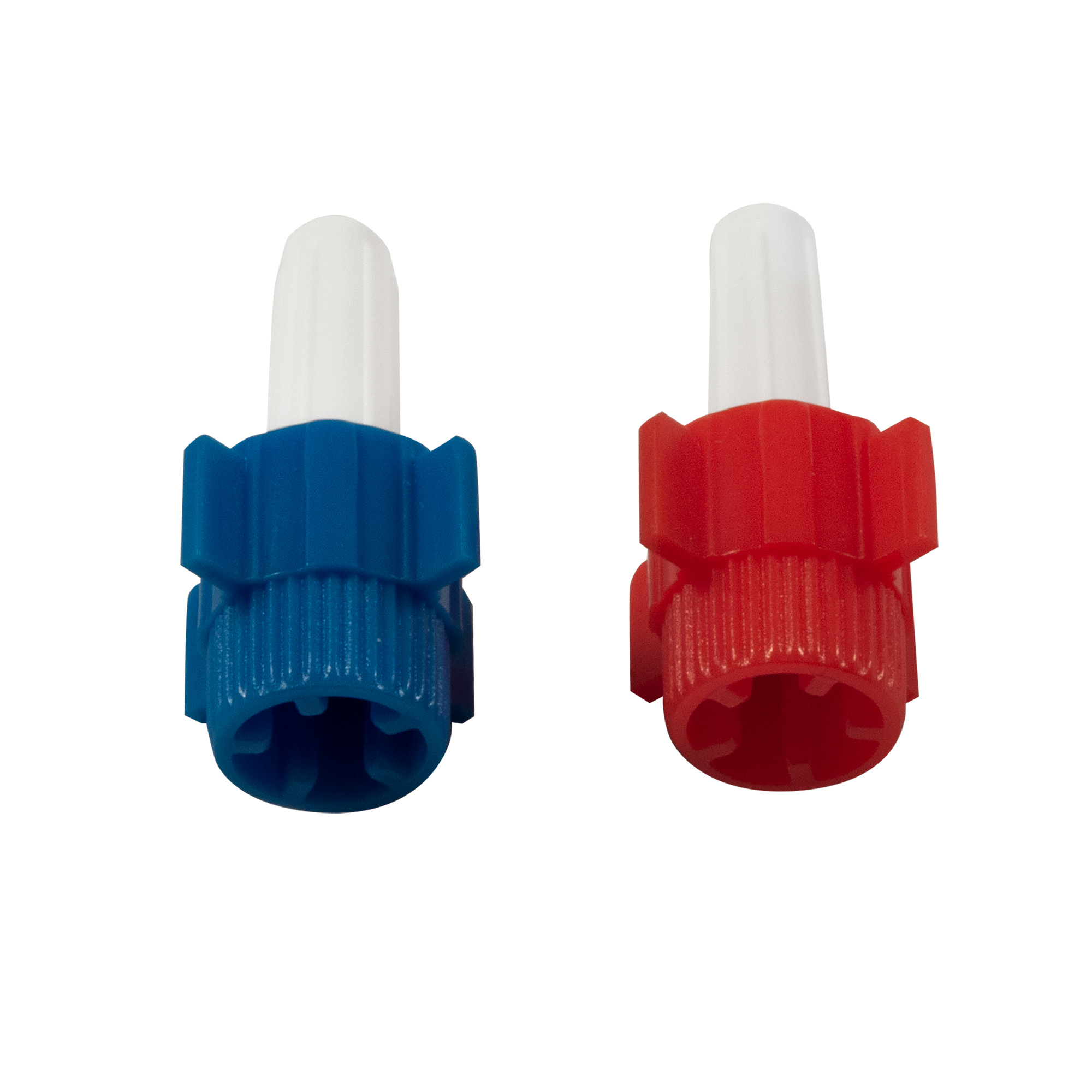 Dynarex Dead End Caps Luer Lock, Red/Blue
