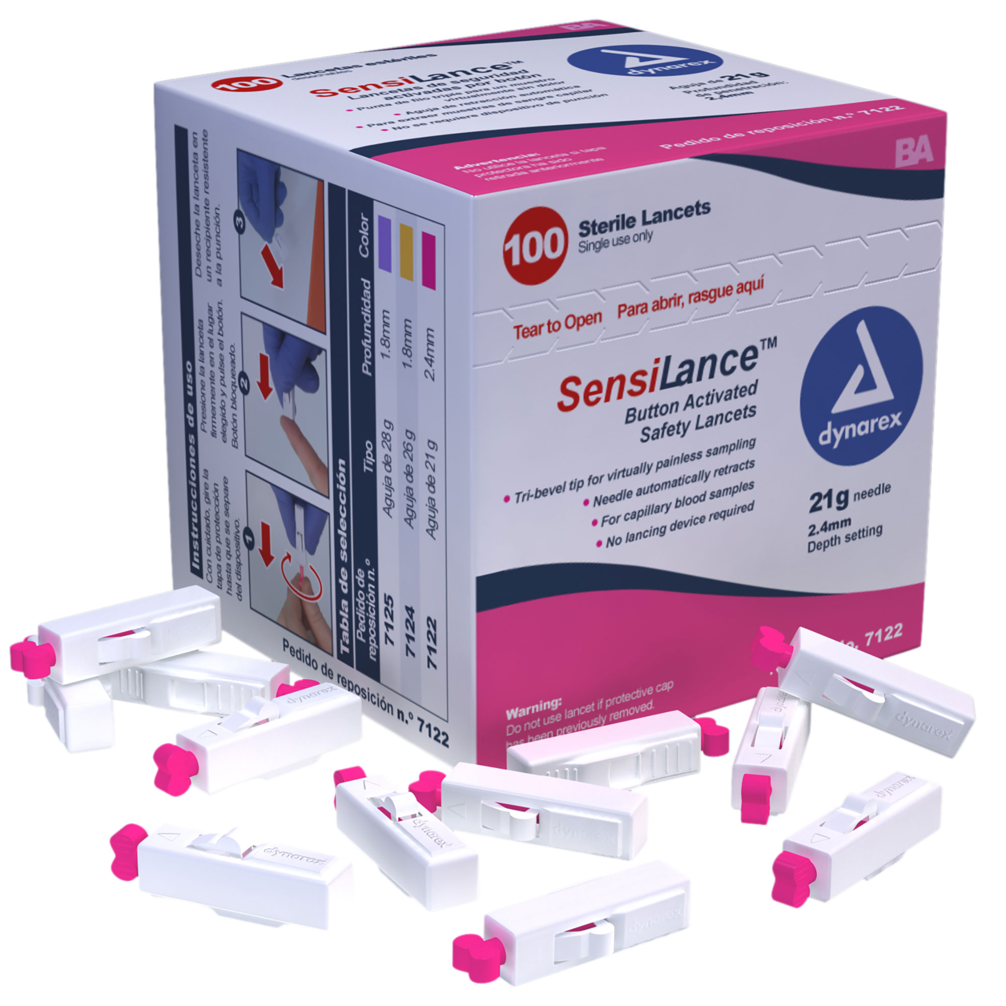 Dynarex Safety Lancets are pre-loaded, sterile lancets designed for capillary blood sampling and blood sugar monitoring