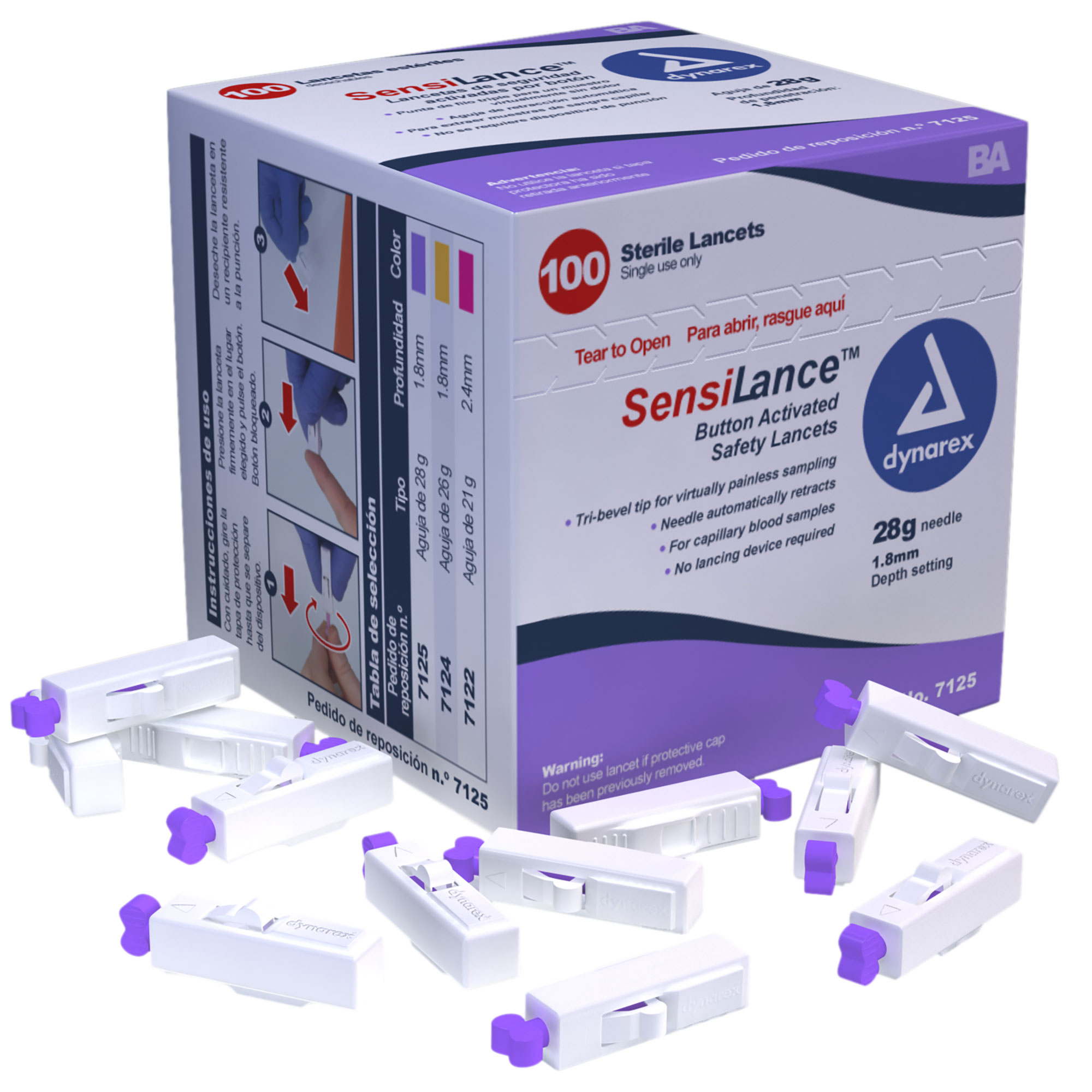 Dynarex Safety Lancets are pre-loaded, sterile lancets designed for capillary blood sampling and blood sugar monitoring