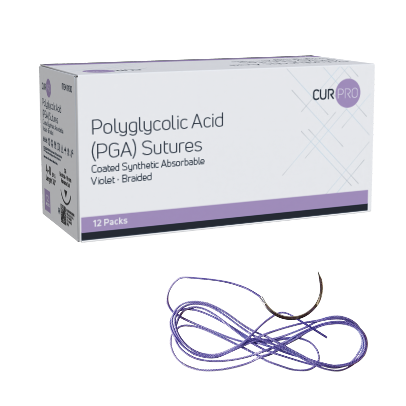 Dynarex Braided (PGA) Sutures - Absorbable - Synthetic, Violet