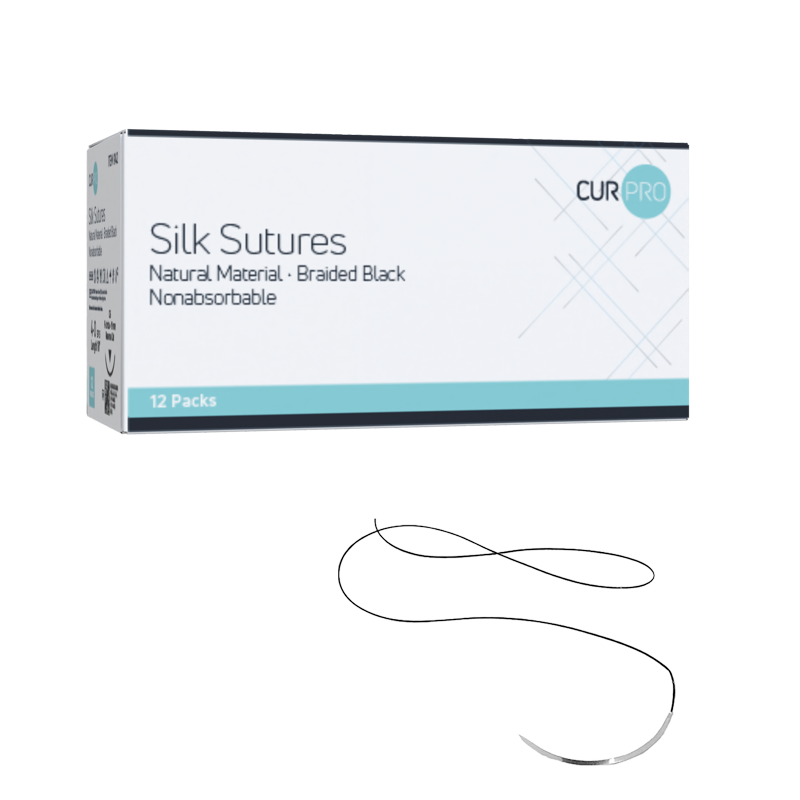 CurPro Braided Silk Sutures are non-absorbable, sterile surgical sutures made from natural silk