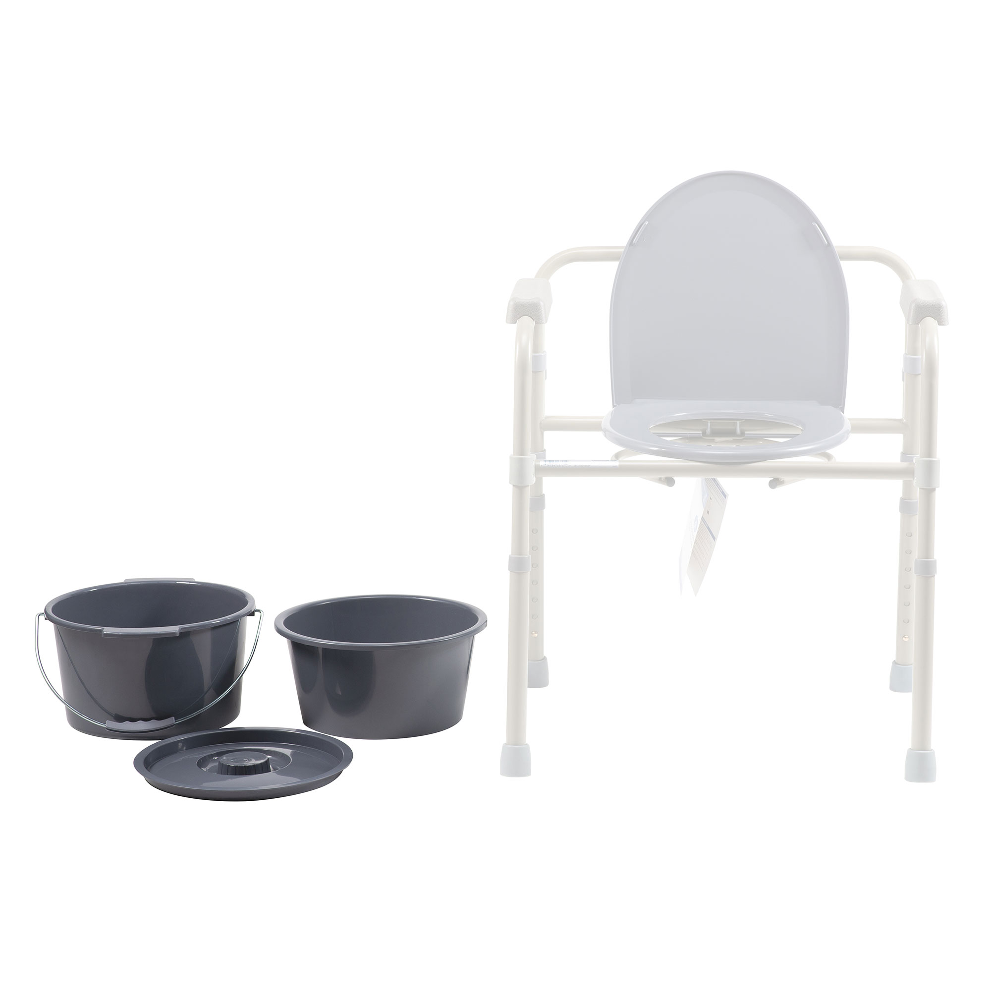 Dynarex Bari+Max Folding Commode Bucket - Splash Guard and Lid
