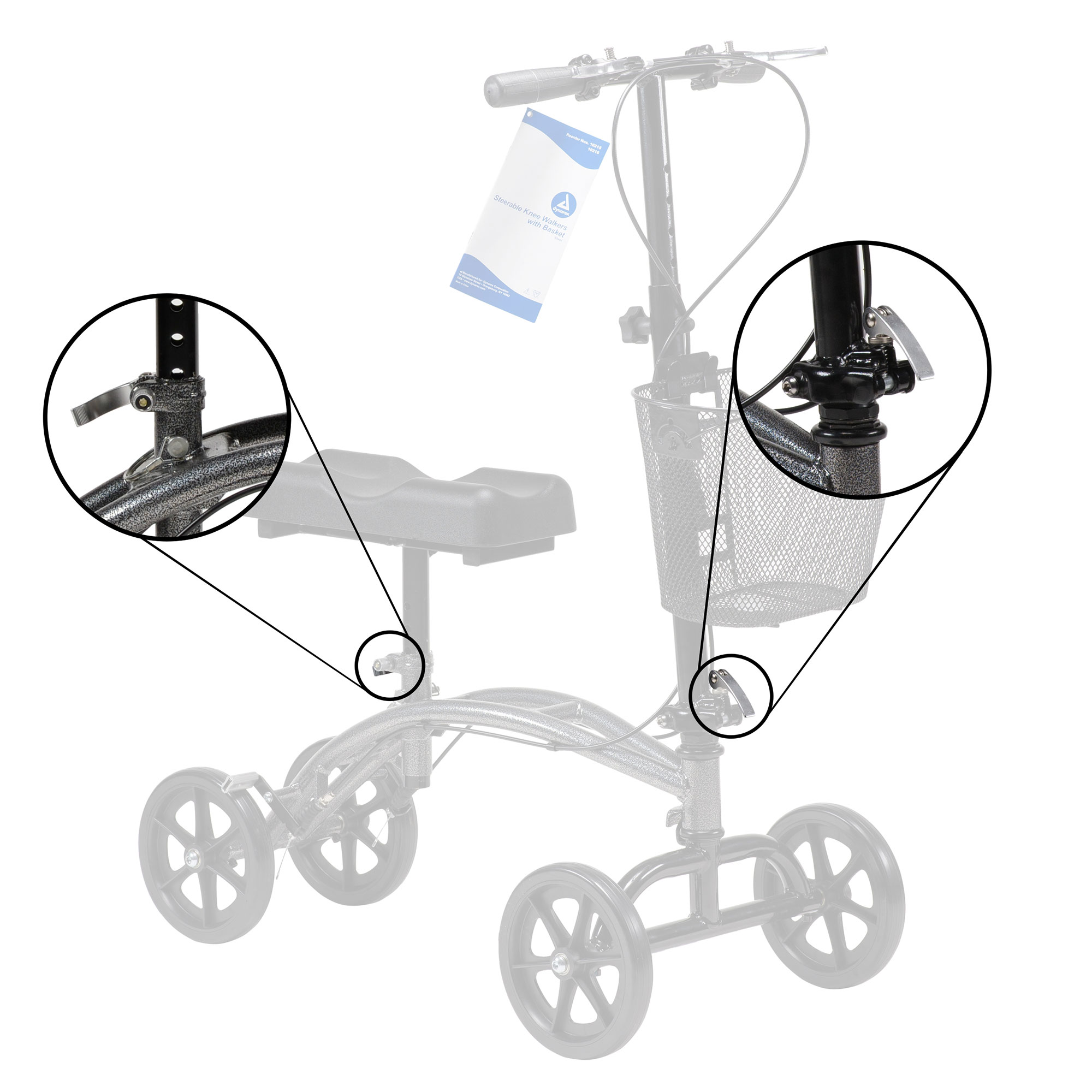 Dynarex Bari+Max Knee Walker Lever, Silver