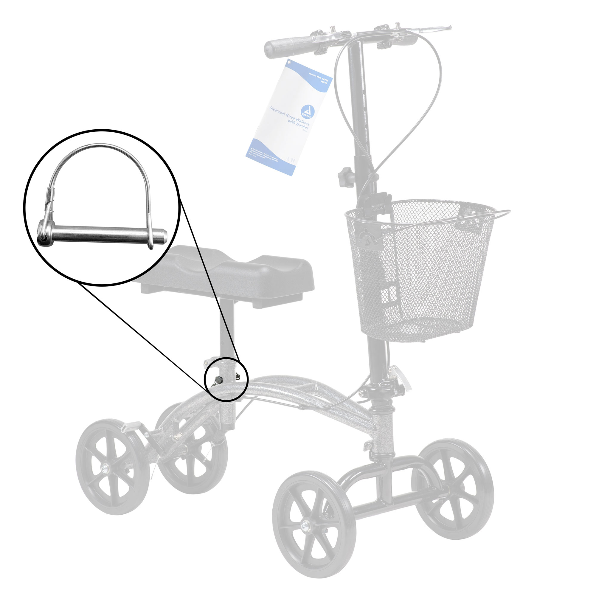 Dynarex Bari+Max Knee Walker D Pin, Silver